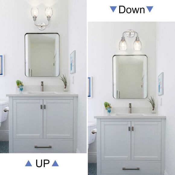 XiNBEi Lighting Wall Sconce Brushed Nickel, 2-Light Bathroom Vanity Light with - Picture 8 of 8